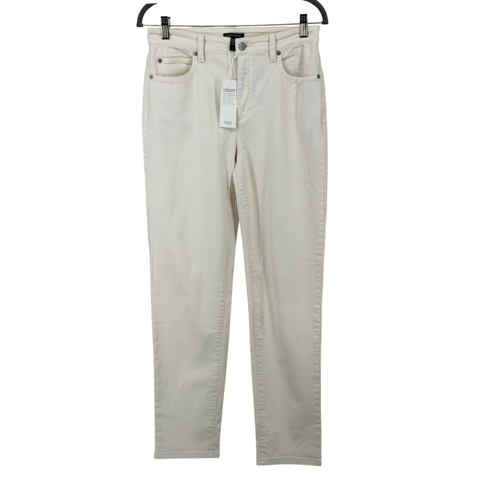 NWT Eileen Fisher Slim Ankle Jeans Womens 6 Bone Organic Cotton Stretch‎